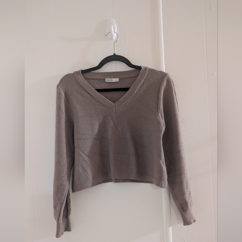 Casual V-Neck Sweater in Brown